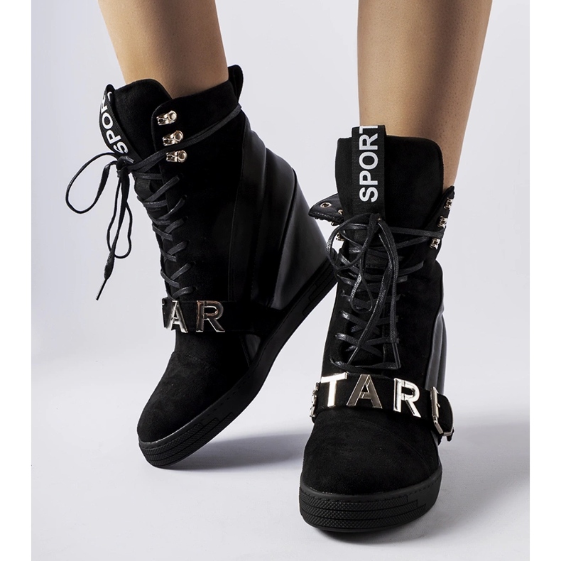 Pugliesi svarta högklackade sneakers 1