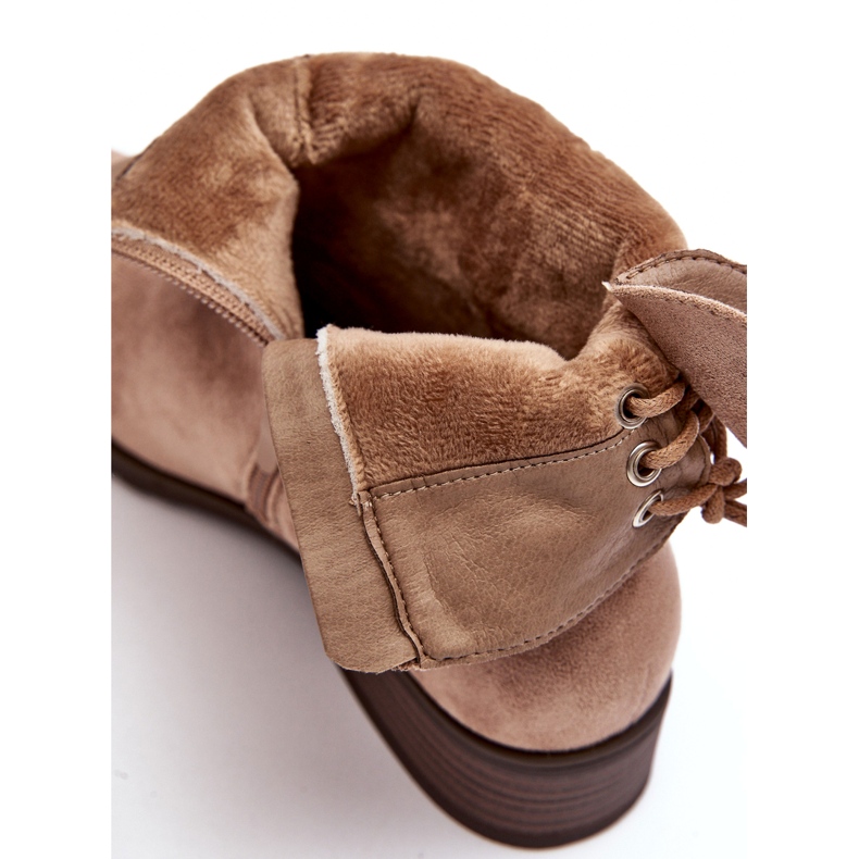 Evento Platta stövlar i varma mocka för kvinnor, beige 2