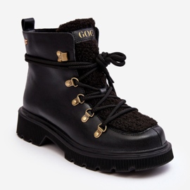 Läder Trapper Boots för kvinnor GOE MM2N4082 Svart 2