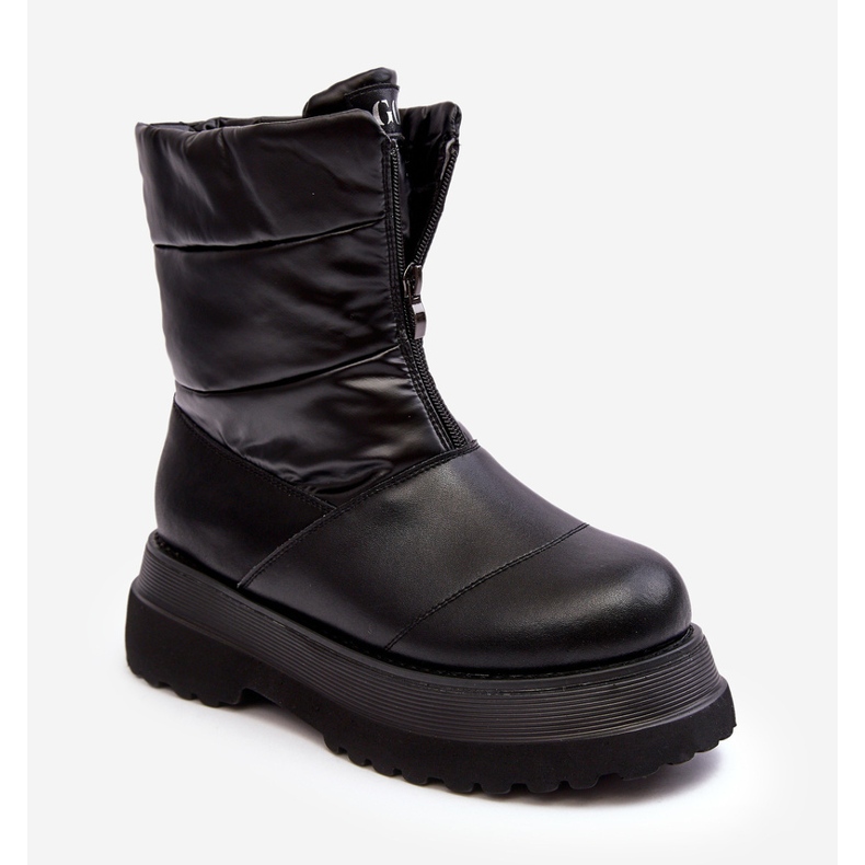 Snöskor för kvinnor på en tjock sula med dragkedja GOE MM2N4078 Svart 1