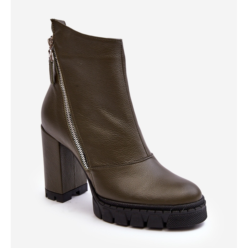 Fashionabla högklackade läderstövlar Laura Messi 2509 Mörkgrön 1