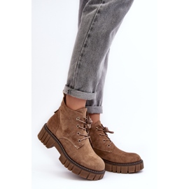 Sergio Leone Mockaisolerade ankelstövlar med snörning, Mörkbeige, Bjorg 2