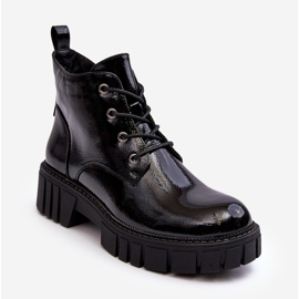 Sergio Leone Lackläderisolerade snörstövlar Svart Bjorg 2