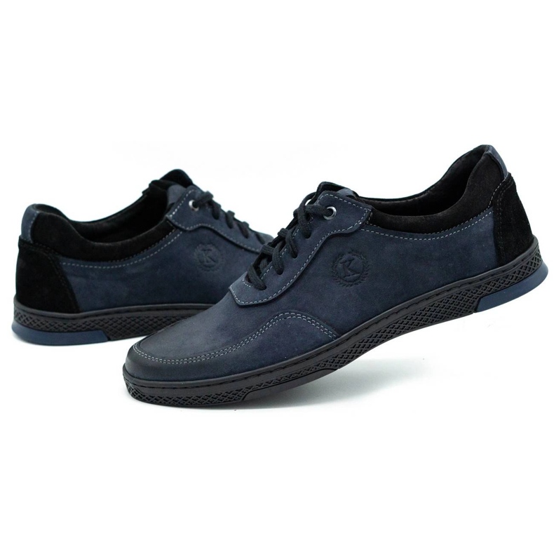 KOMODO Sportskor i läder för män 918K, marinblå 3