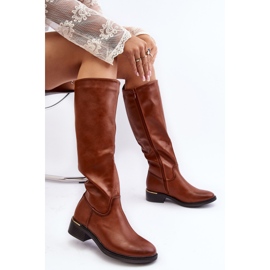 Platta knätstövlar för kvinnor Brun Aviare 2