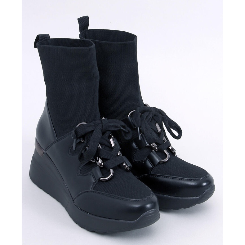 Kaye Black wedge ankelboots med elastisk ovandel svart 1