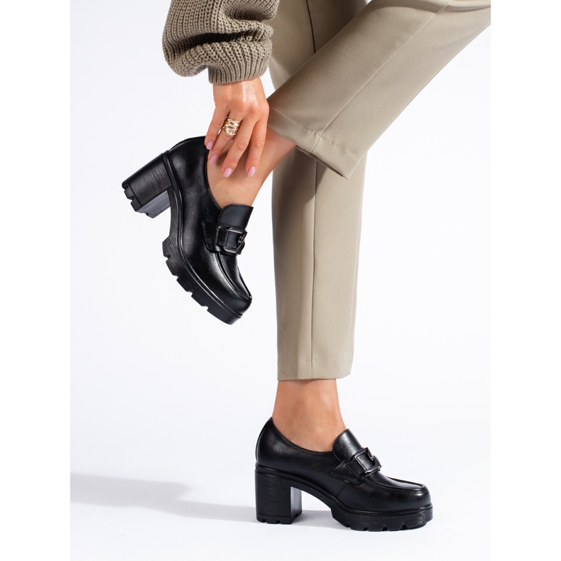 W. Potocki Svarta damskor med bred klack från Potocki 1