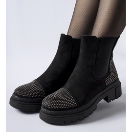 Svarta stövletter med Grinzane zirkoner i ekologisk mocka 1