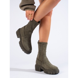 Shelovet damstövlar i mörkgrön mocka 1