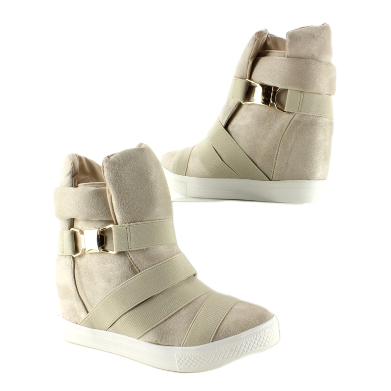 Sneakers med gummiränder F-215 Beige 1