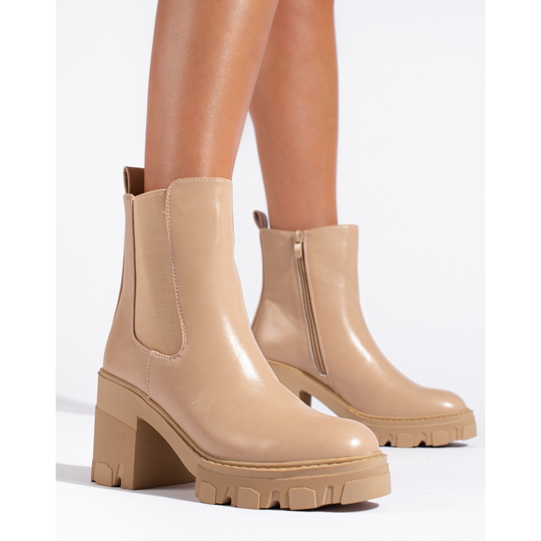 Shelovet ankelstövlar för kvinnor, beige 1