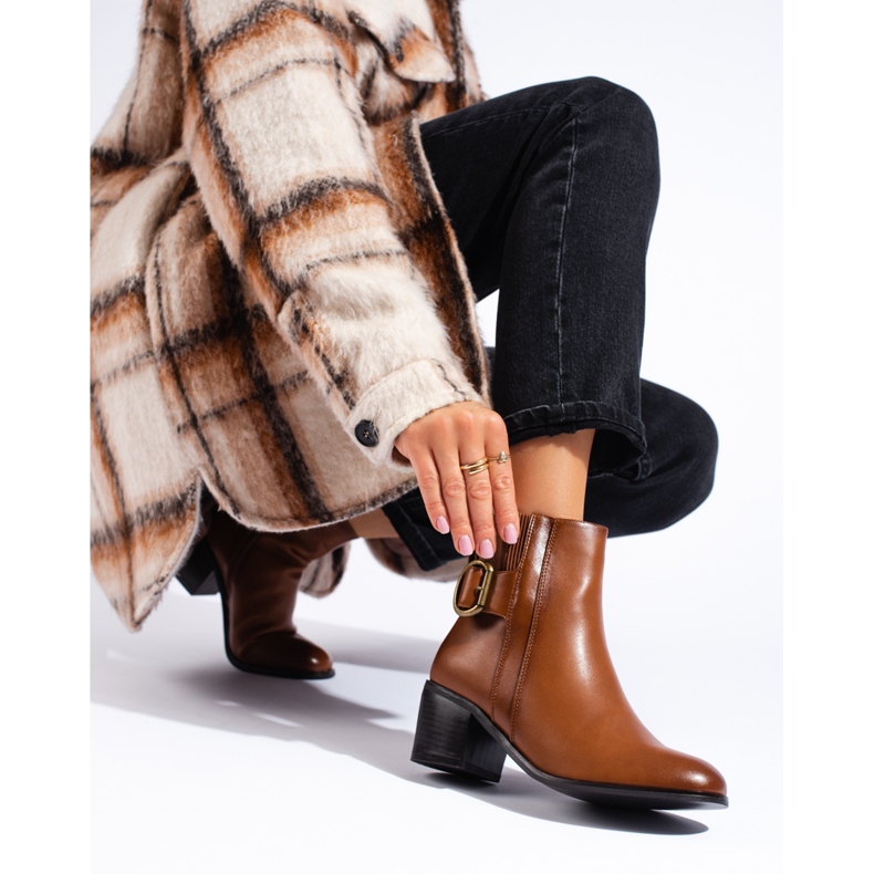 Eleganta bruna Shelovet högklackade ankelboots 1