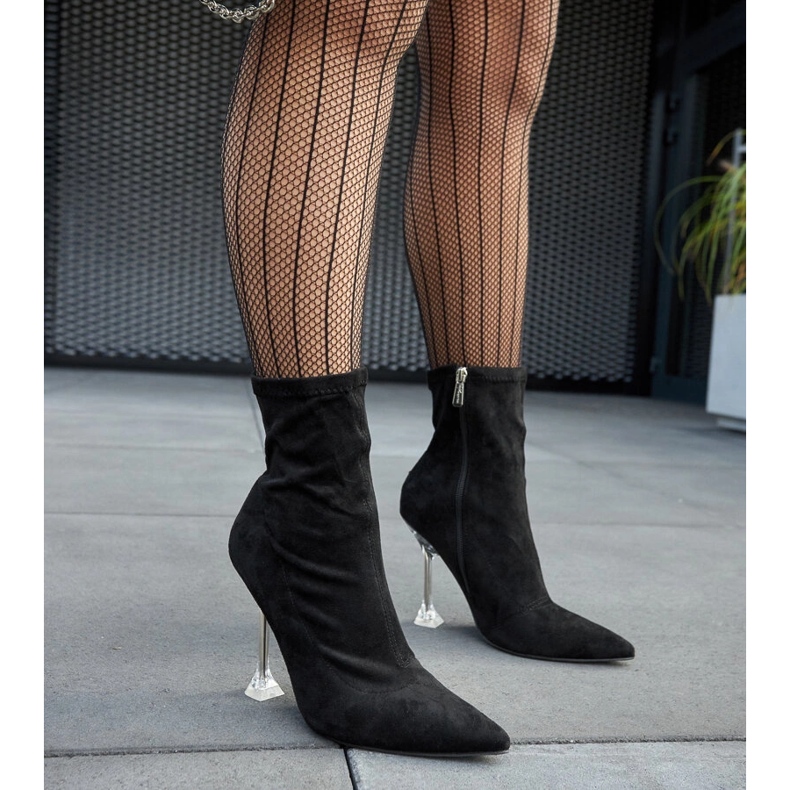 Ferguson svarta ankelboots med dekorativ klack 1