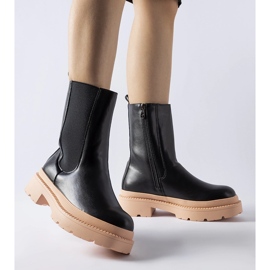 Svarta ankelboots med ljusrosa Garden-sula 1