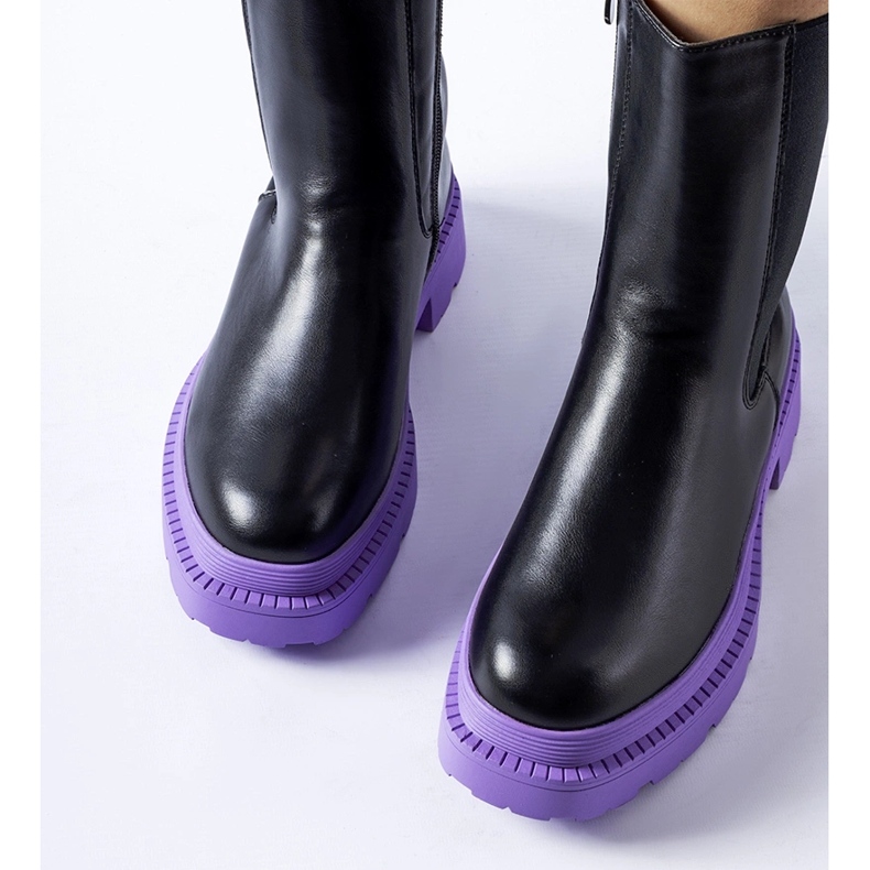 Svarta ankelboots med lila Garden-sula 1