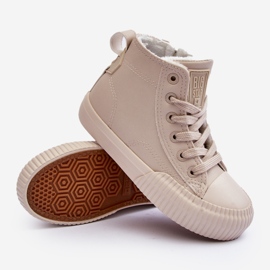 Isolerade barnsneakers med dragkedja Big Star MM374012 Ljusbeige 5
