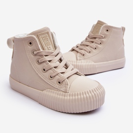 Isolerade barnsneakers med dragkedja Big Star MM374012 Ljusbeige 6