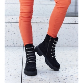 Svarta ankelboots med strass, eko-mocka Sfaranda 1