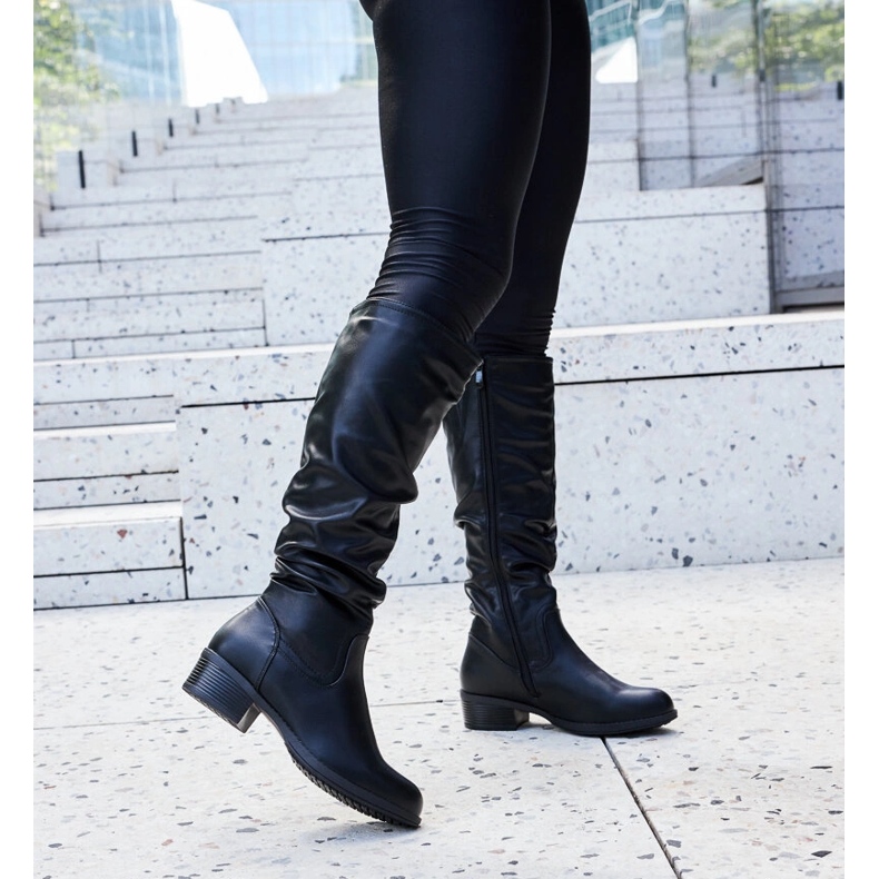 Svarta skrynkliga Angelico-stövlar 1