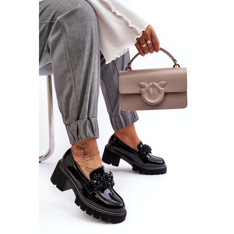 Lackskor för kvinnor med dekoration, svarta 2