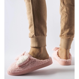 Rosa varma tofflor med rosett 2