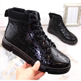 Svarta isolerade damstövlar i läder på plattformen av Filippo DBT4767 1