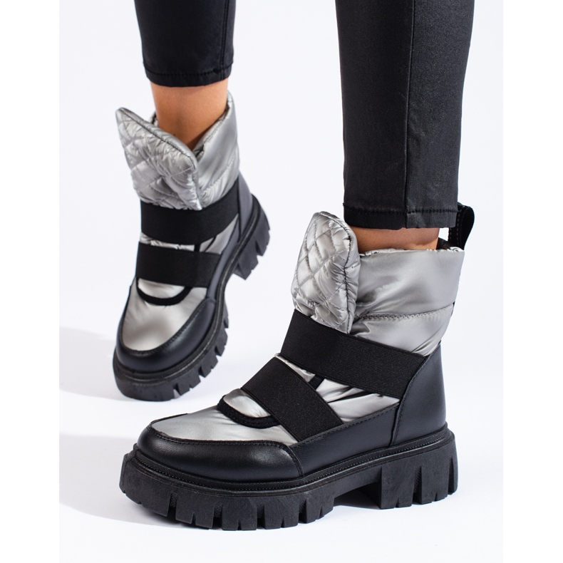 Shelovet snöstövlar för kvinnor silversvarta 1