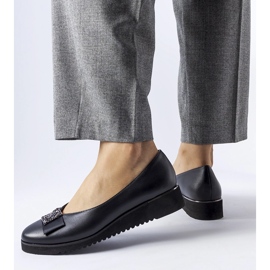 Svarta balettlägenheter med rosett på kilen 1