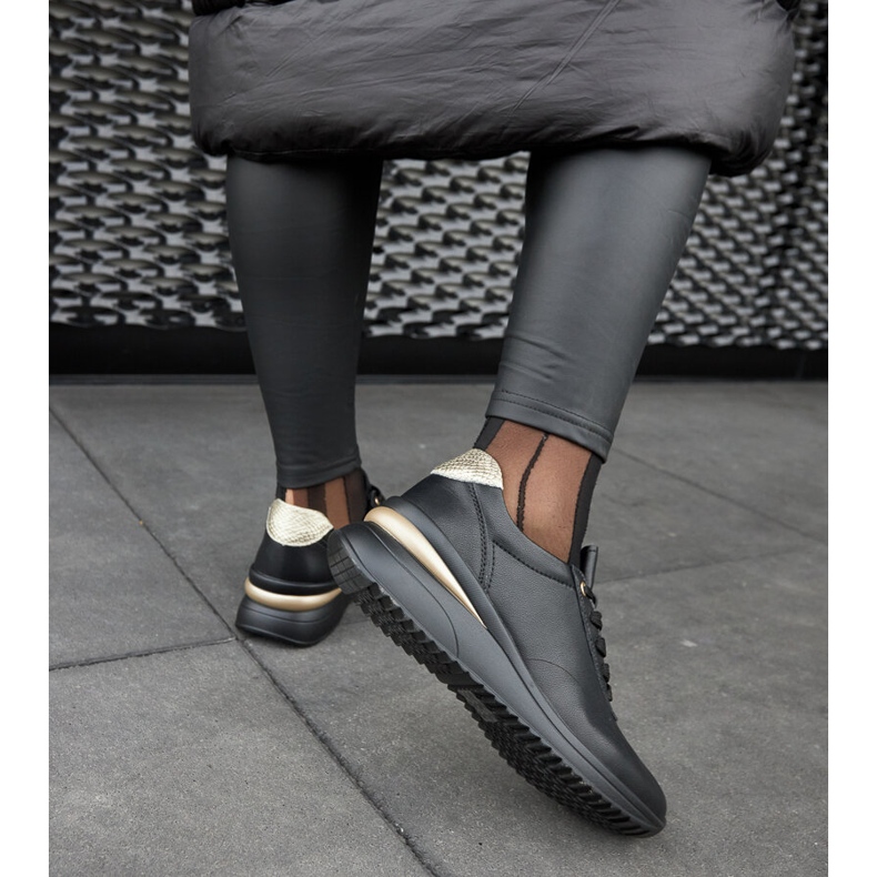 Svarta wedge sneakers i läder från Federico 1