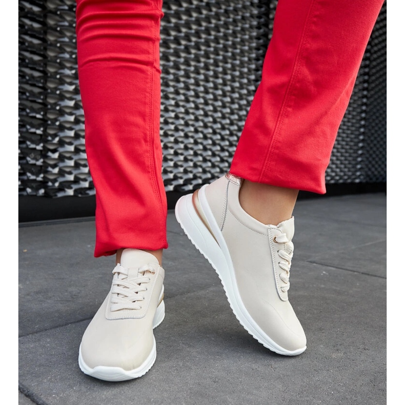 Beige läder wedge sneakers från Federico 2