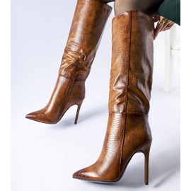 Bruna, isolerade Serpent högklackade stövlar 1