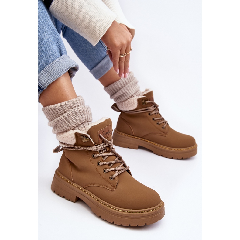 Skinnstövlar för kvinnor med fårskinn Brun Lynnvia 2