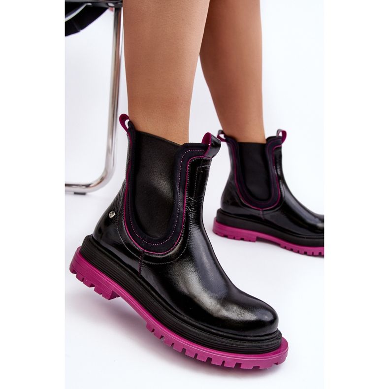 Chelsea-stövlar i läder för kvinnor Maciejka 06199 Svart 2