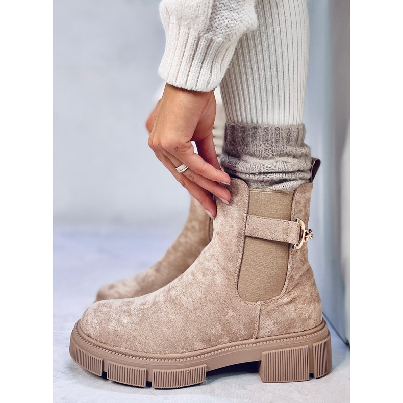 Chelsea stövlar för kvinnor Chance Khaki beige 1