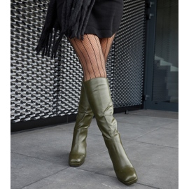 Gröna stövlar med fyrkantig tå från Biassono 1