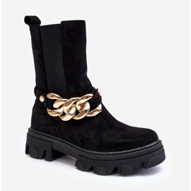 Mocka damstövlar med kedja Svart Nemette 1