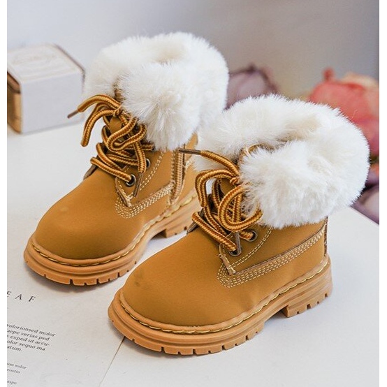 Barn Trappers Zipper Boots med Fur Camel Gerande brun 1