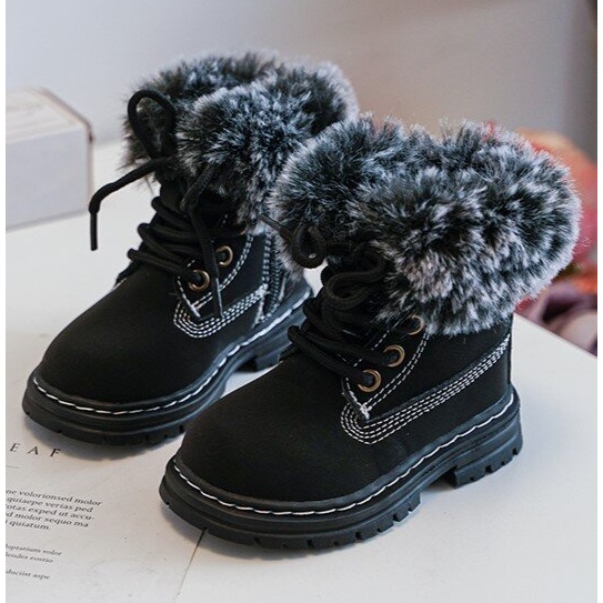 Trapperboots för barn med dragkedja och päls, Svart Gerande 1