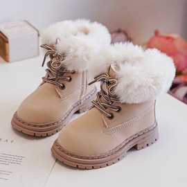 Trapperboots för barn med dragkedja och päls, Beige Gerande 1