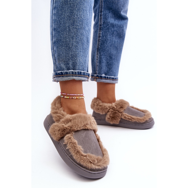 Kvinnors Tofflor Med Päls Grå Sailey 2