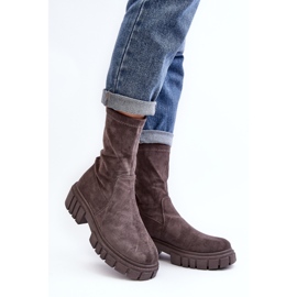 Arbetare Slip-On Boots Med Platta Klackar Grå Divella 1