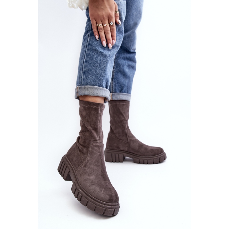 Arbetare Slip-On Boots Med Platta Klackar Grå Divella 2