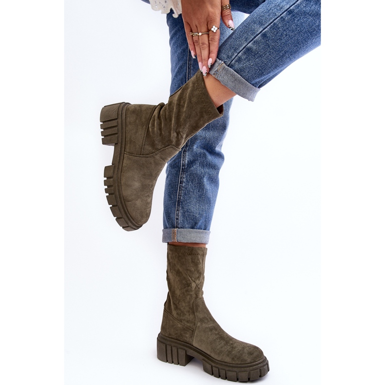 Gröna Divella Workers Slip-On Flat Boots 2