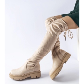 Beige platta over-the-knee boots från Milwake 1