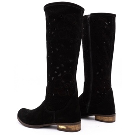 Olivier Kvinnors genombrutna stövlar Svarta blommor 3