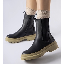 Svarta Georgette-stövlar med oliv sula 1