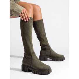 Shelovet mörkgröna mocka slip-on boots 1