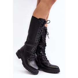 Lace-up Boots Over The Knee Boots Svart Idandrou 1
