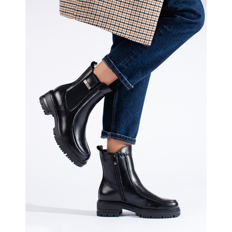 W. Potocki Potocki svarta Chelsea-stövlar för kvinnor 2