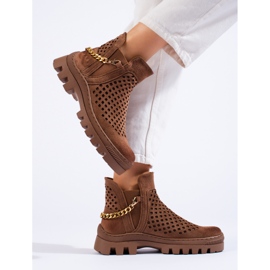 W. Potocki Genombruna bruna stövlar i mocka från Potocki 1